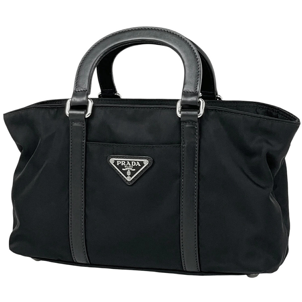 Prada Plate Handbag Tessuto Nero Black